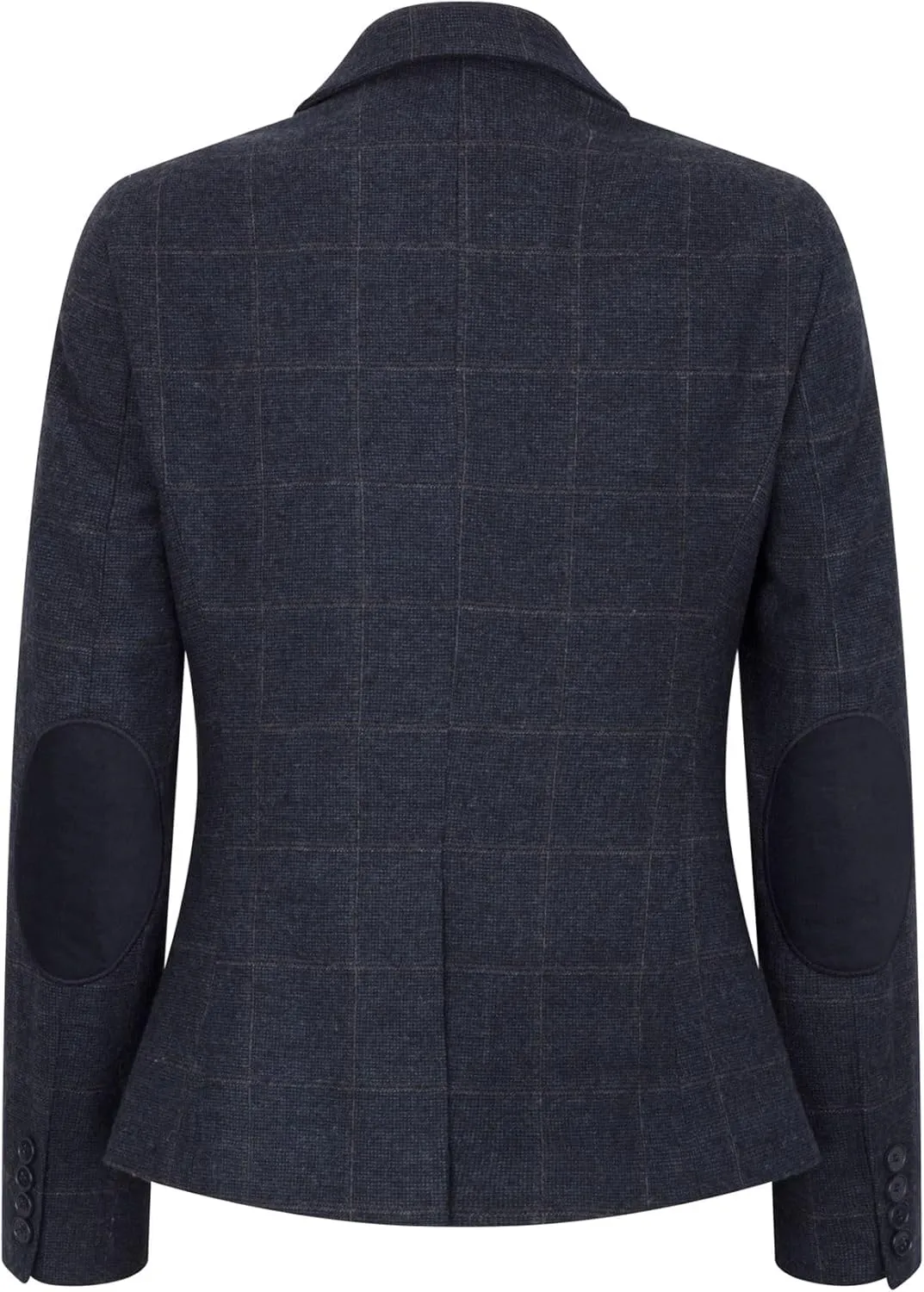 Women's Blazer Wool Blend Tweed Herringbone Checkered Tailored Fit Ladies Country Jacket