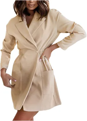 Womens Blazers Dress Fall Fashion Business Casual Suit Jackets with Pockets Long Sleeved Lapel Solid Tailored Jackets