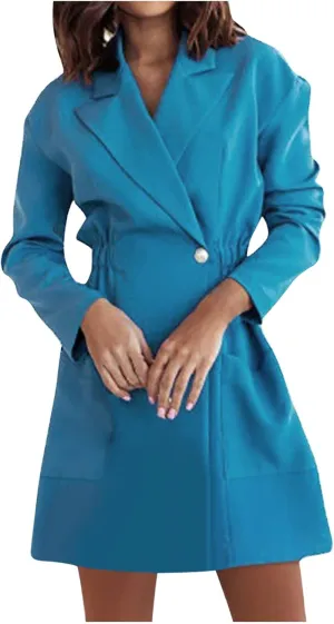 Womens Blazers Dress Fall Fashion Business Casual Suit Jackets with Pockets Long Sleeved Lapel Solid Tailored Jackets