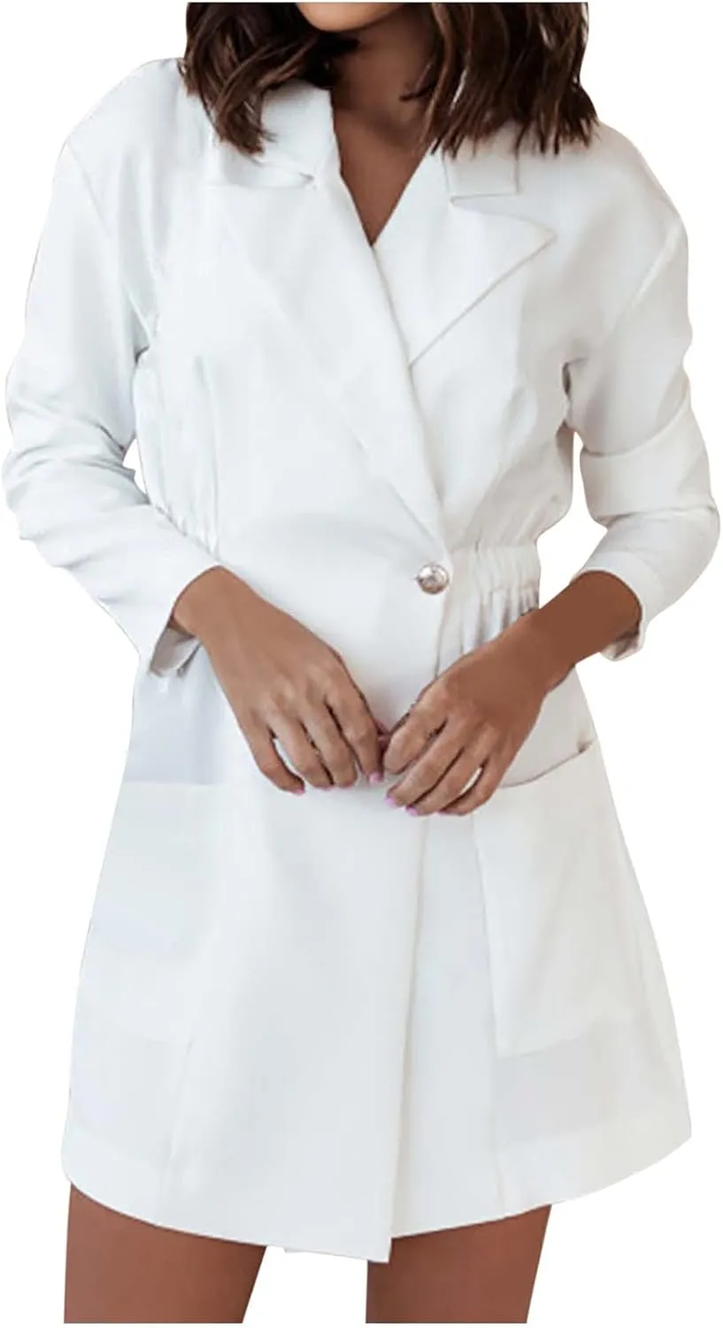 Womens Blazers Dress Fall Fashion Business Casual Suit Jackets with Pockets Long Sleeved Lapel Solid Tailored Jackets