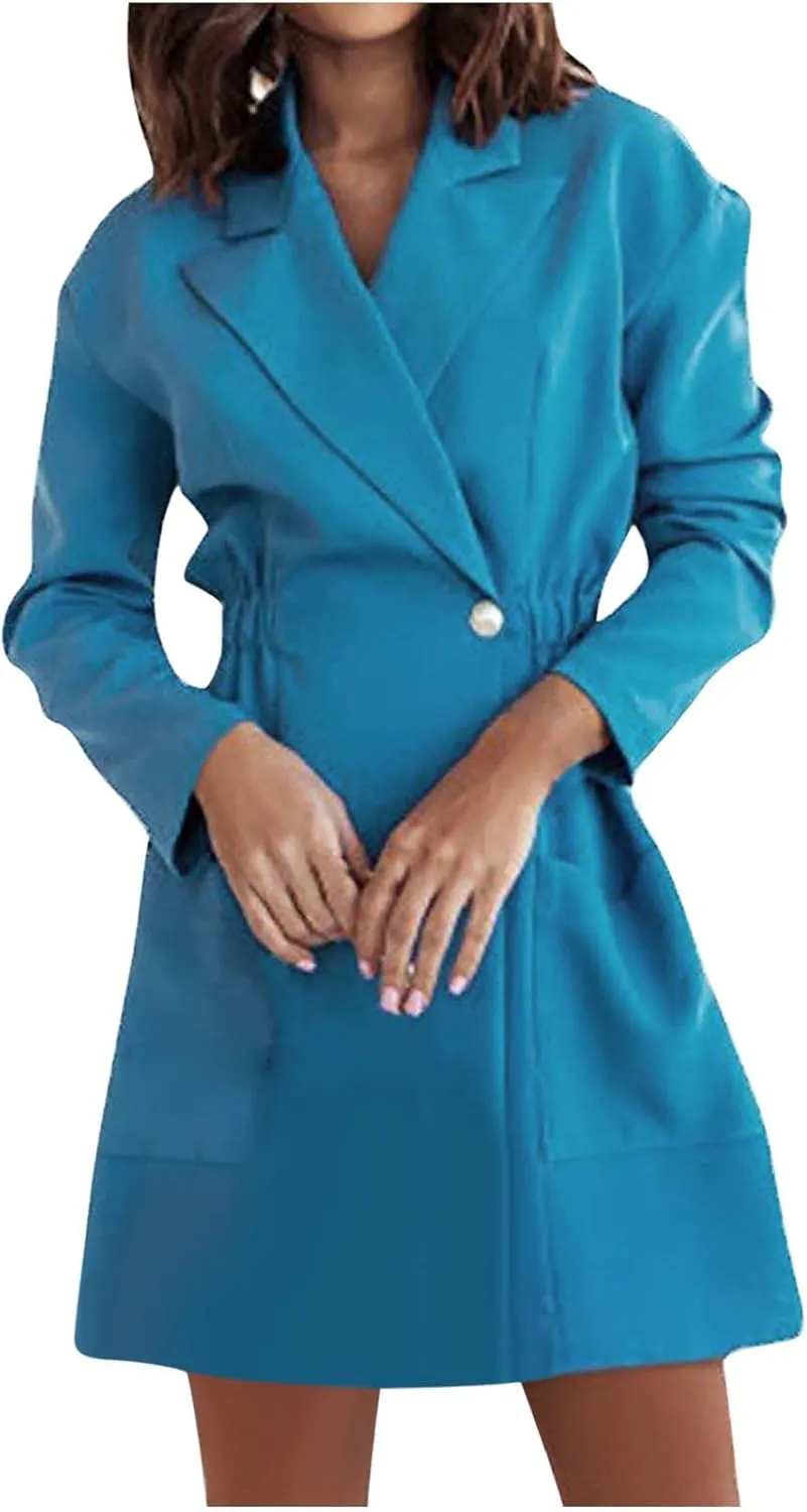 Womens Blazers Dress Fall Fashion Business Casual Suit Jackets with Pockets Long Sleeved Lapel Solid Tailored Jackets