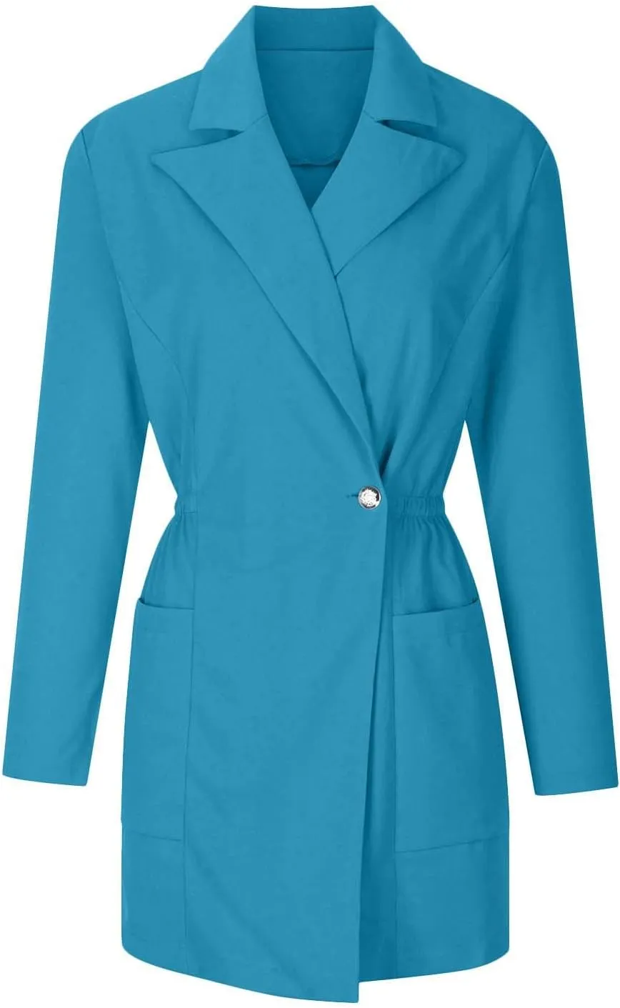 Womens Blazers Dress Fall Fashion Business Casual Suit Jackets with Pockets Long Sleeved Lapel Solid Tailored Jackets