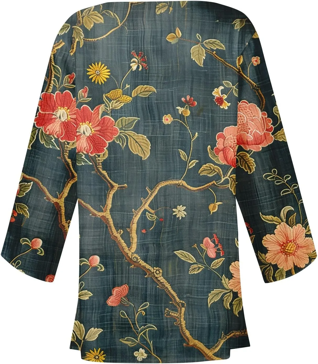 Womens Cardigans Dressy Casual 3/4 Sleeve Floral Printed Tops Plus Size Summer Lightweight Cardigan