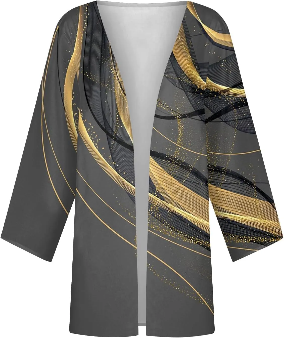 Womens Cardigans Dressy Casual 3/4 Sleeve Floral Printed Tops Plus Size Summer Lightweight Cardigan