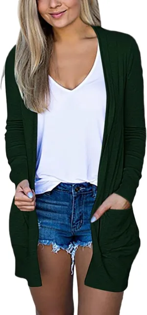 Womens Cardigans Lightweight Long Sleeve Jackets Casual Knit Open Front Cardigan Sweater Jacket with Pockets