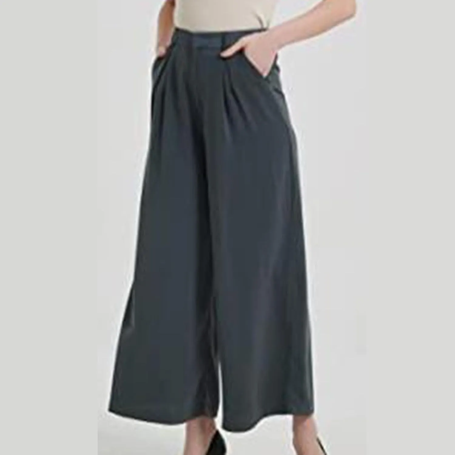 Women's Casual High Waisted Pants Straight Wide Leg Palazzo Pants Loose Comfy Lounge Trousers Slacks with Pockets