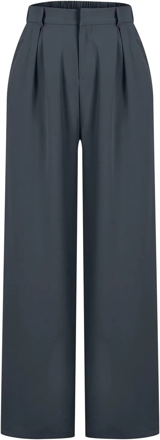 Women's Casual High Waisted Pants Straight Wide Leg Palazzo Pants Loose Comfy Lounge Trousers Slacks with Pockets