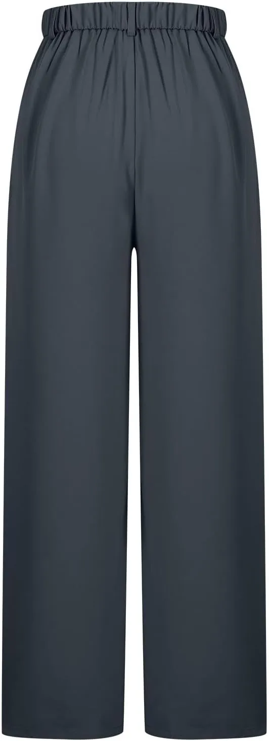 Women's Casual High Waisted Pants Straight Wide Leg Palazzo Pants Loose Comfy Lounge Trousers Slacks with Pockets