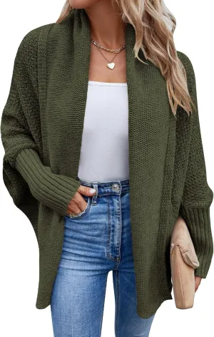 Women's Casual Lightweight Open Front Cardigans Soft Long Sleeve Cardigan Knit Outwear(S-2XL)