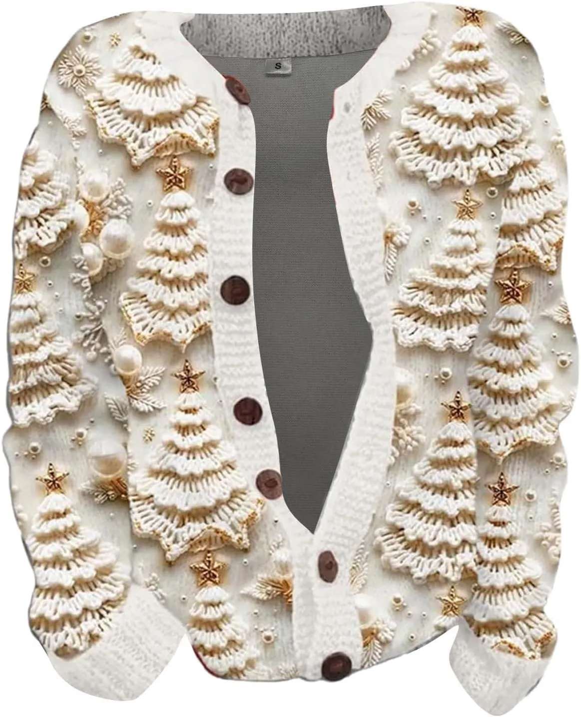 Women's Christmas Cardigan Casual V Neck Buttoned Cardigan Sweater 2024 Fall Winter Xmas Holiday Long Sleeve Set