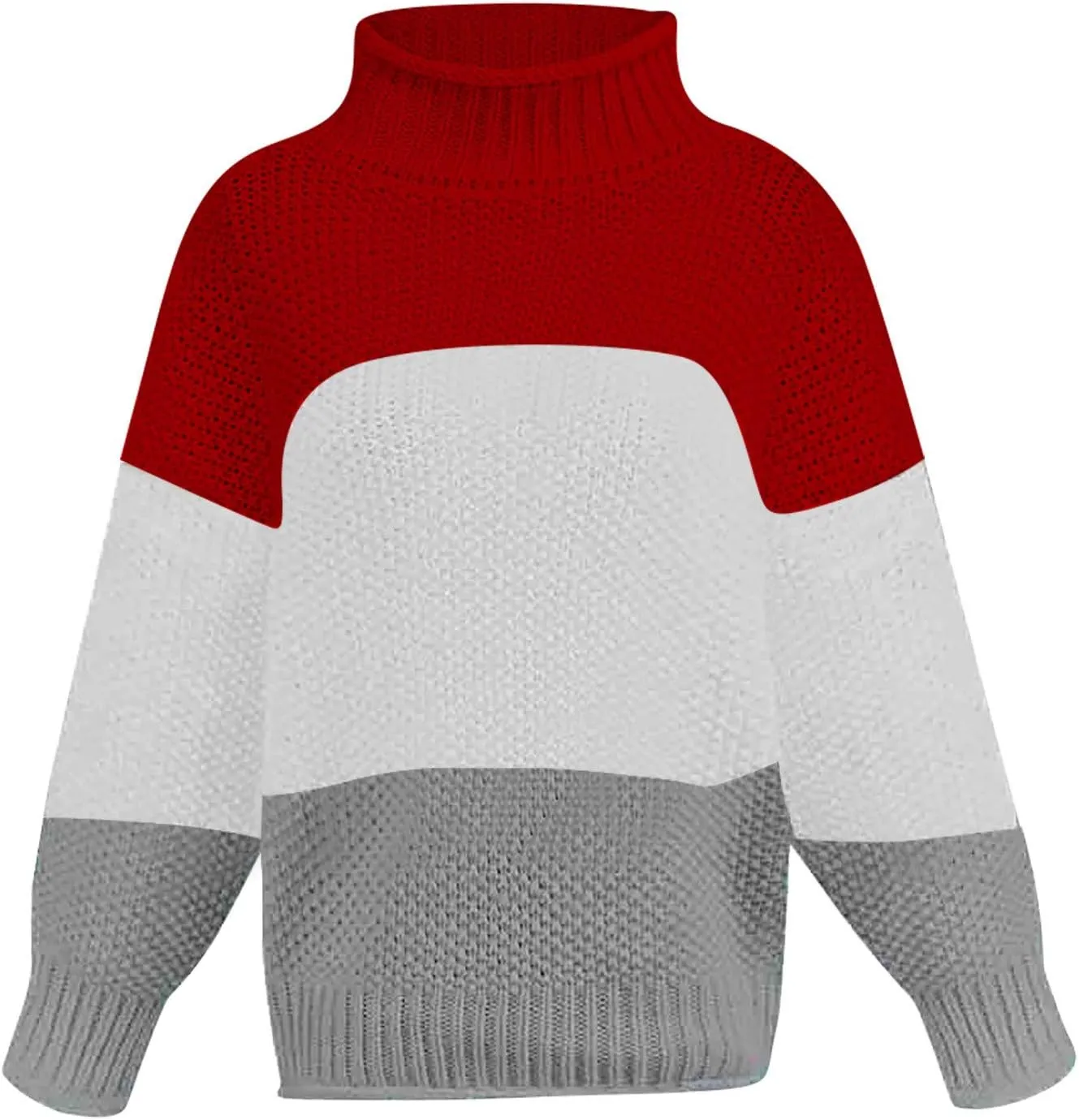 Womens Chunky Cable Knitted Sweaters Casual Loose Colorblocked Crew Neck Sweater 2024 Winter New Knit Basic Sweaters