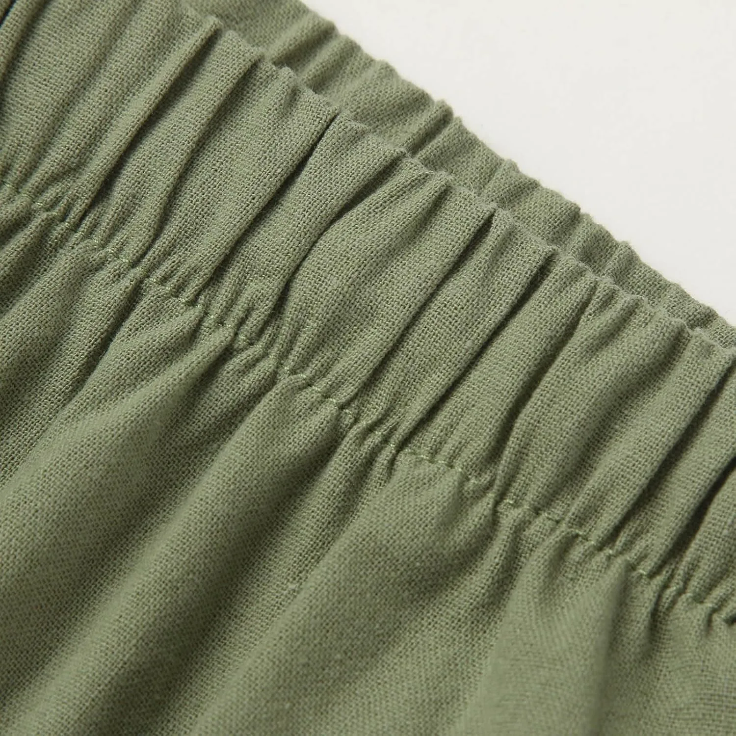 Women's Cotton Linen Summer Palazzo Pants Flowy Wide Leg Beach Trousers Drawstring Elastic Waist Casual Baggy Slacks