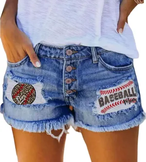 Women's Denim Shorts High Waisted Ripped Stretchy Denim Hot Short Distressed Frayed Hem Jeans Shorts with Pockets