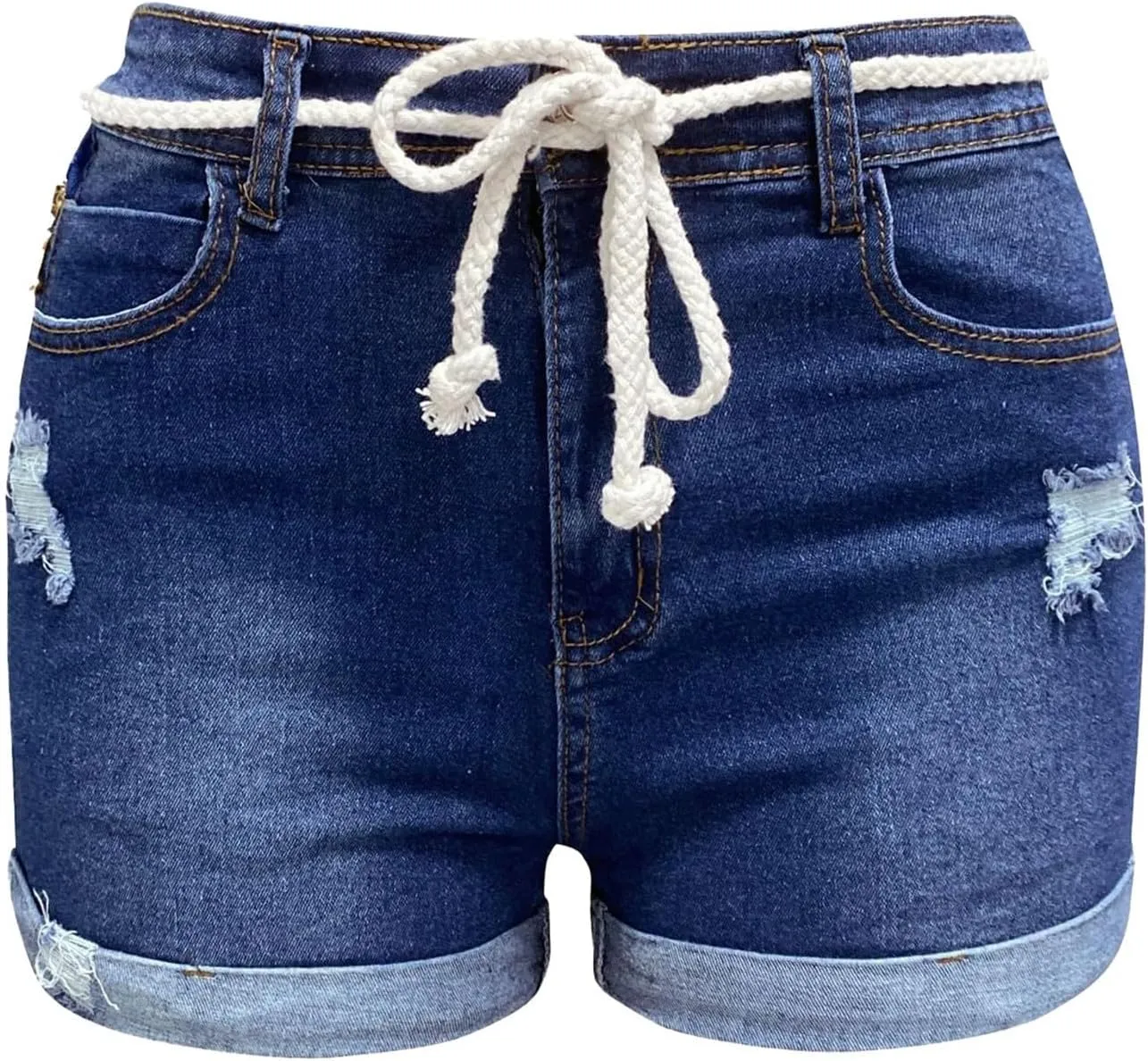 Women's Denim Shorts Summer 2025 High Waisted Distressed Casual Stretch Trendy Baggy Girls Folded Hem Hot Jean Shorts