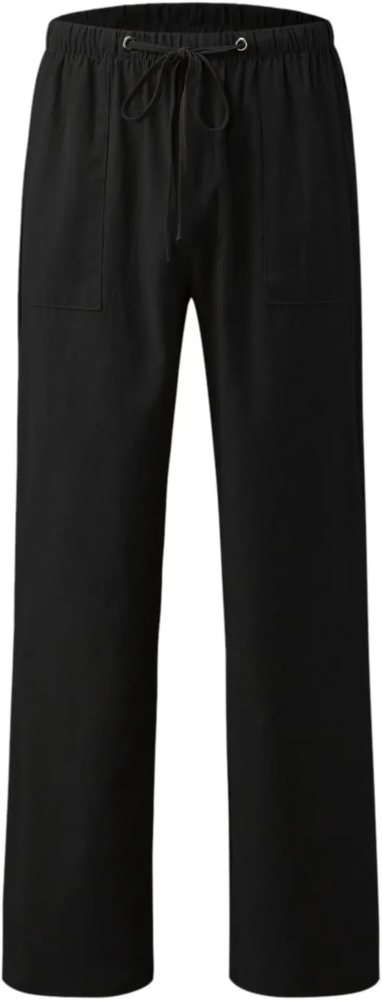 Women's Dress Pants Casual Cotton Hemp Drawstring Solid Color Beach Trousers Pants Dressy Yoga for Work