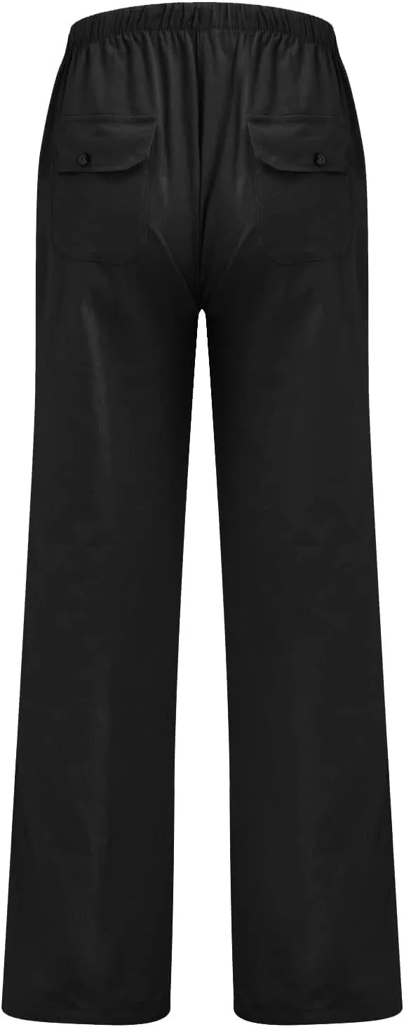 Women's Dress Pants Casual Cotton Hemp Drawstring Solid Color Beach Trousers Pants Dressy Yoga for Work