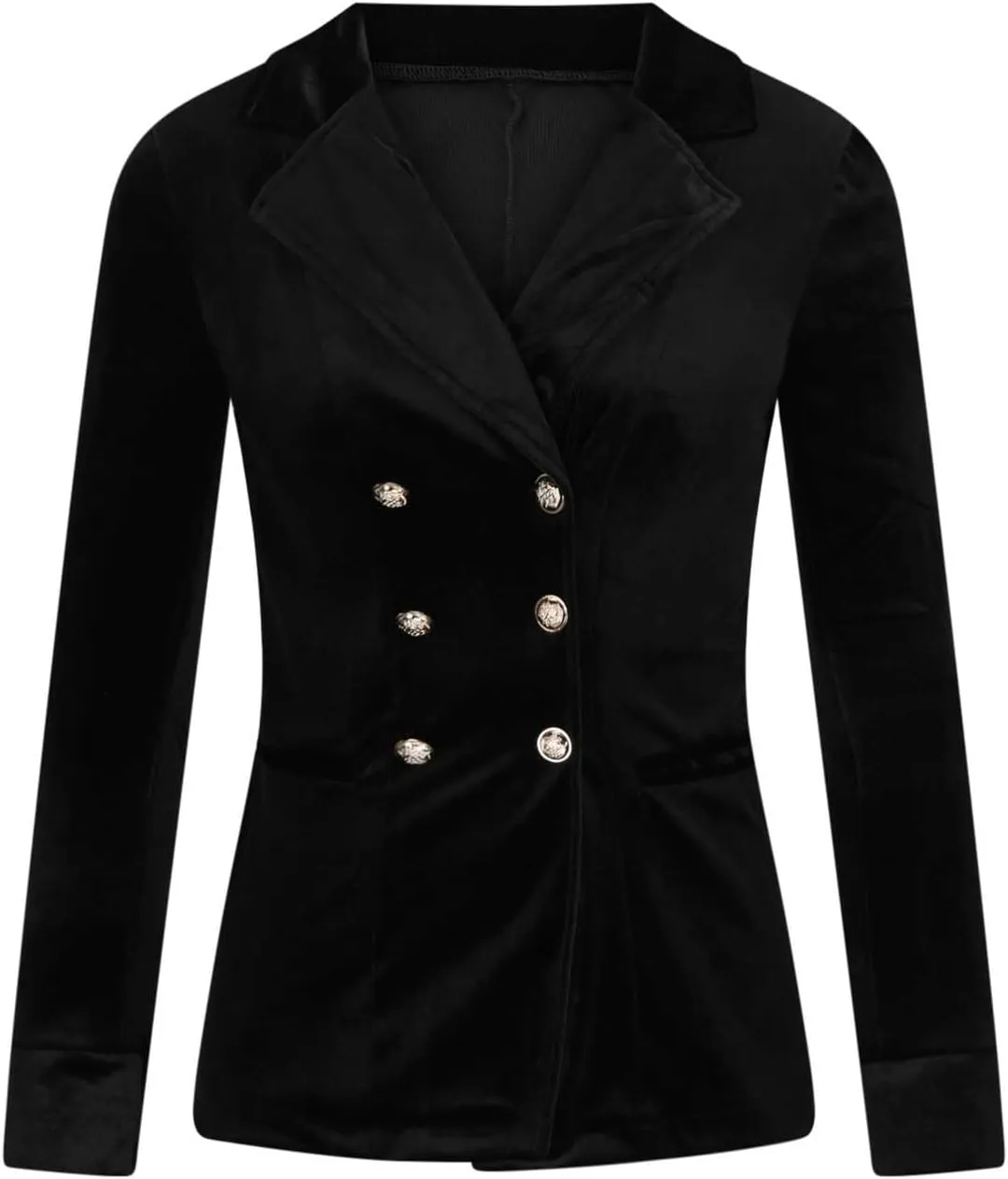 Women's Fall Winter Vintage Long Sleeve Velvet Blazers Jackets Casual Office Work Button Tailored Coat with Pockets