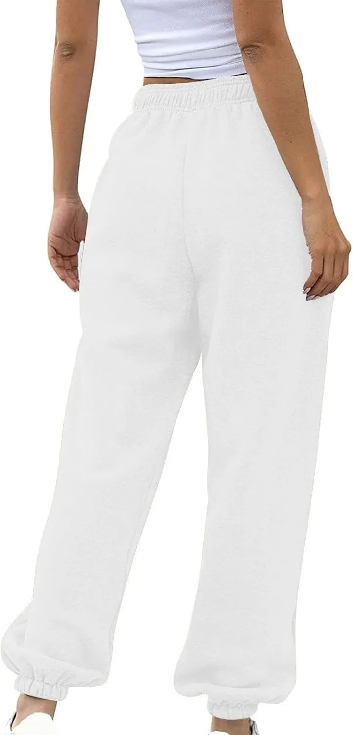 Womens High Waisted Sweatpants Casual Stretchy Tie Ankle Sweat Pants Fashion Sport Straight Leg Lounge Trousers
