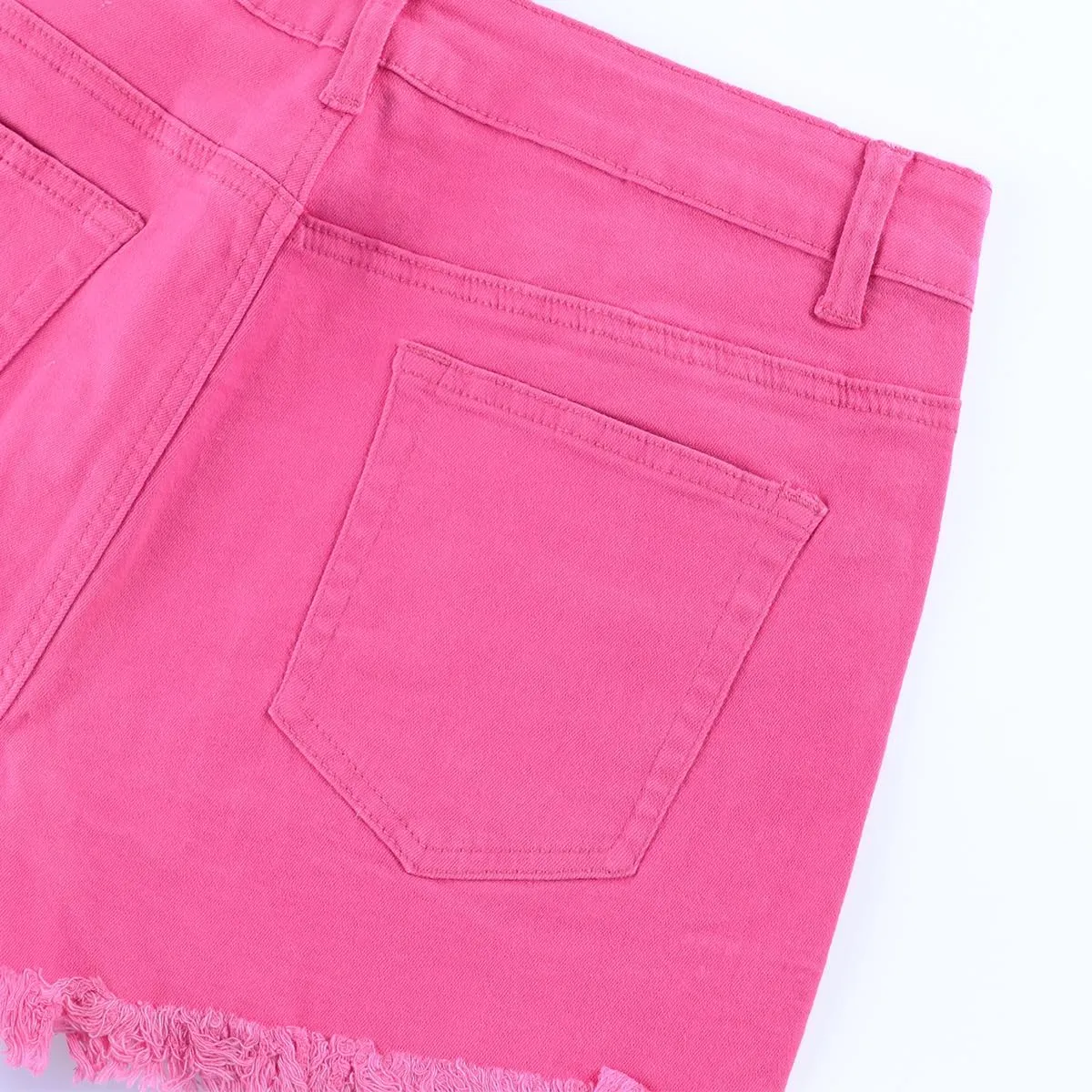 Womens Jean Shorts High Waist Stretch Hot Shorts Fringe Wash Jean Shorts Summer Cute Denim Shorts