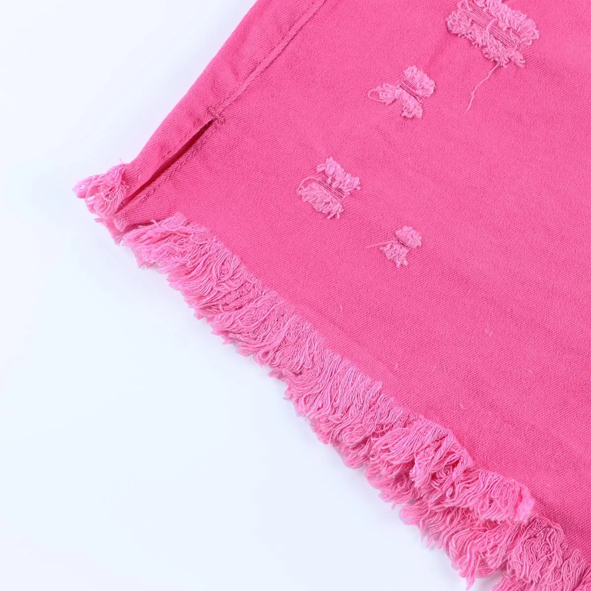 Womens Jean Shorts High Waist Stretch Hot Shorts Fringe Wash Jean Shorts Summer Cute Denim Shorts