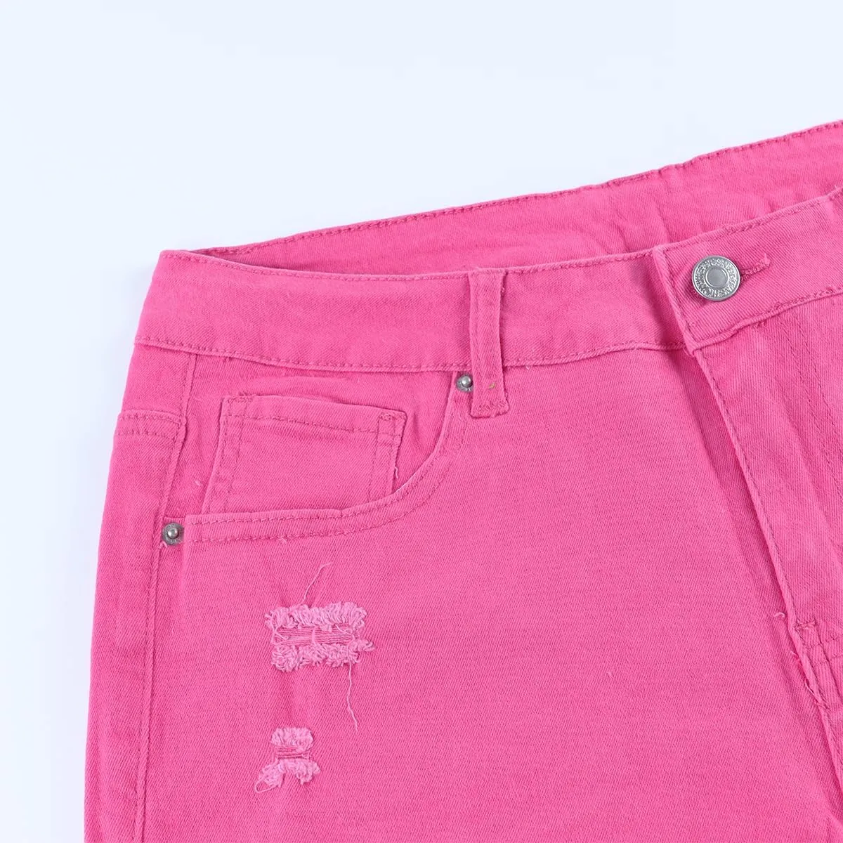 Womens Jean Shorts High Waist Stretch Hot Shorts Fringe Wash Jean Shorts Summer Cute Denim Shorts