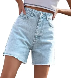 Womens Jean Shorts Trendy Loose Casual Women's Denim Shorts High Waist Loose Slimming Trousers Womens Denim Shorts