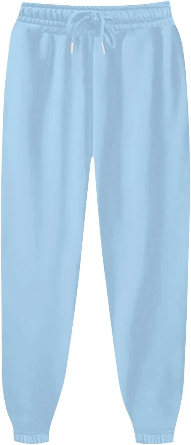 Women's Jogger Sweatpants Drawstring High Waisted Lounge Pants Solid Color Athletic Running Workout Trousers with Pockets