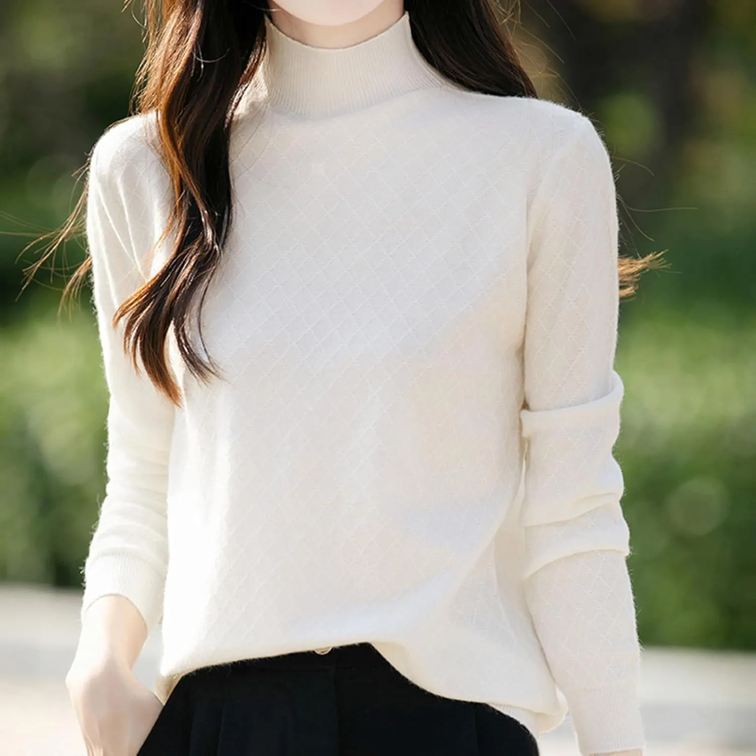 Womens Lightweight Sweaters Dressy Turtleneck Pullover Slim Fit Cable Knit Sweater Turtle Necks Tops for Women