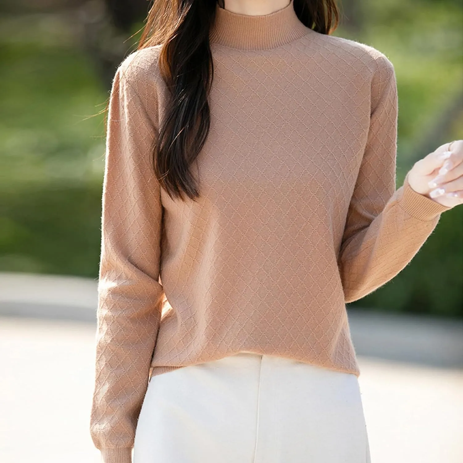 Womens Lightweight Sweaters Dressy Turtleneck Pullover Slim Fit Cable Knit Sweater Turtle Necks Tops for Women