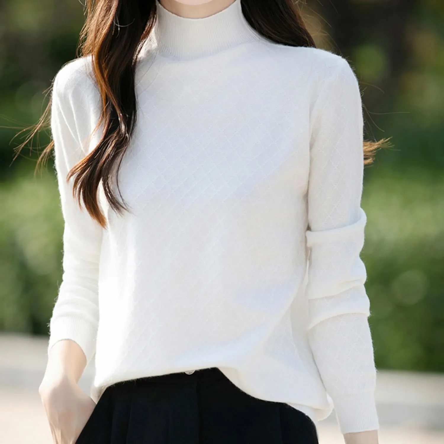 Womens Lightweight Sweaters Dressy Turtleneck Pullover Slim Fit Cable Knit Sweater Turtle Necks Tops for Women