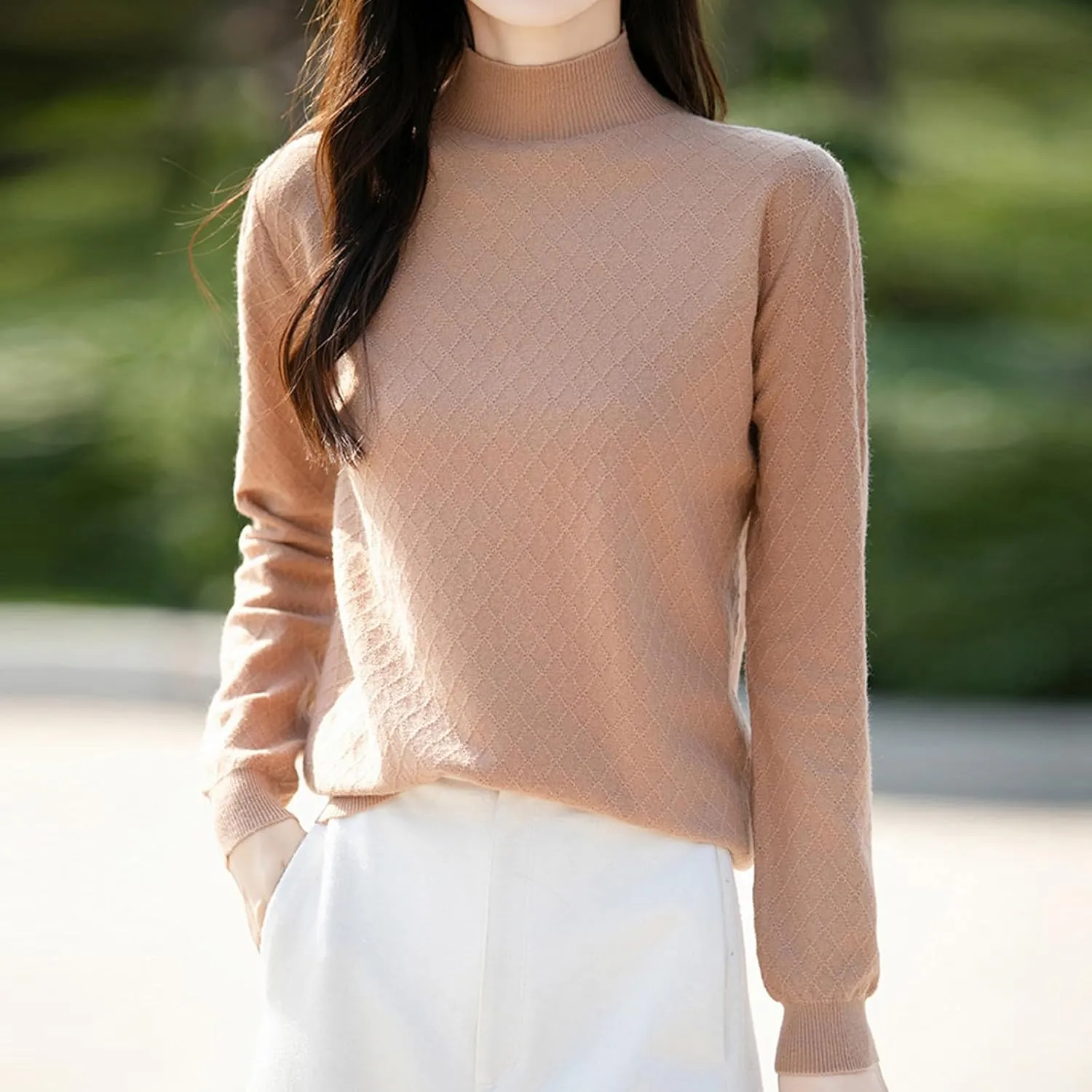 Womens Lightweight Sweaters Dressy Turtleneck Pullover Slim Fit Cable Knit Sweater Turtle Necks Tops for Women