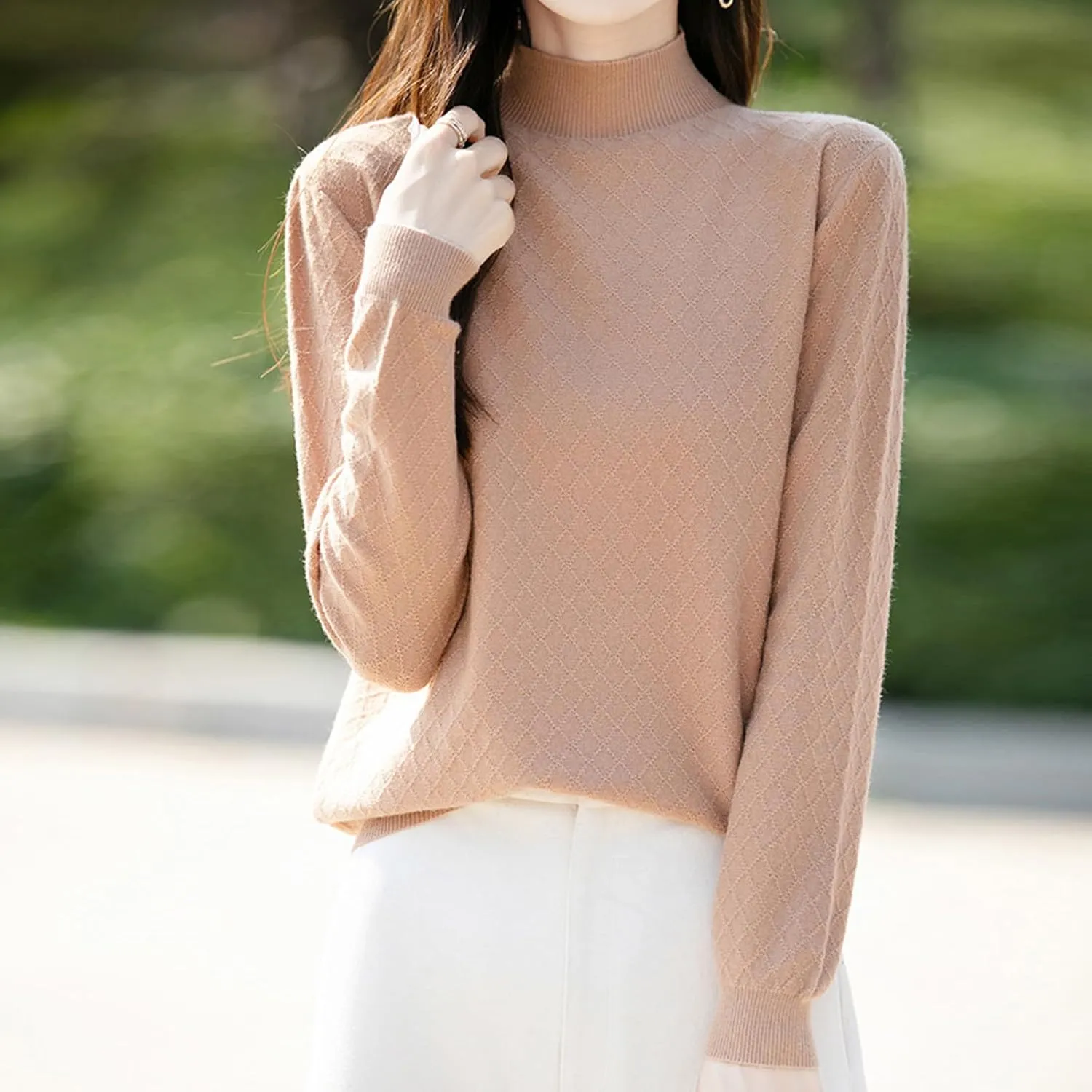 Womens Lightweight Sweaters Dressy Turtleneck Pullover Slim Fit Cable Knit Sweater Turtle Necks Tops for Women