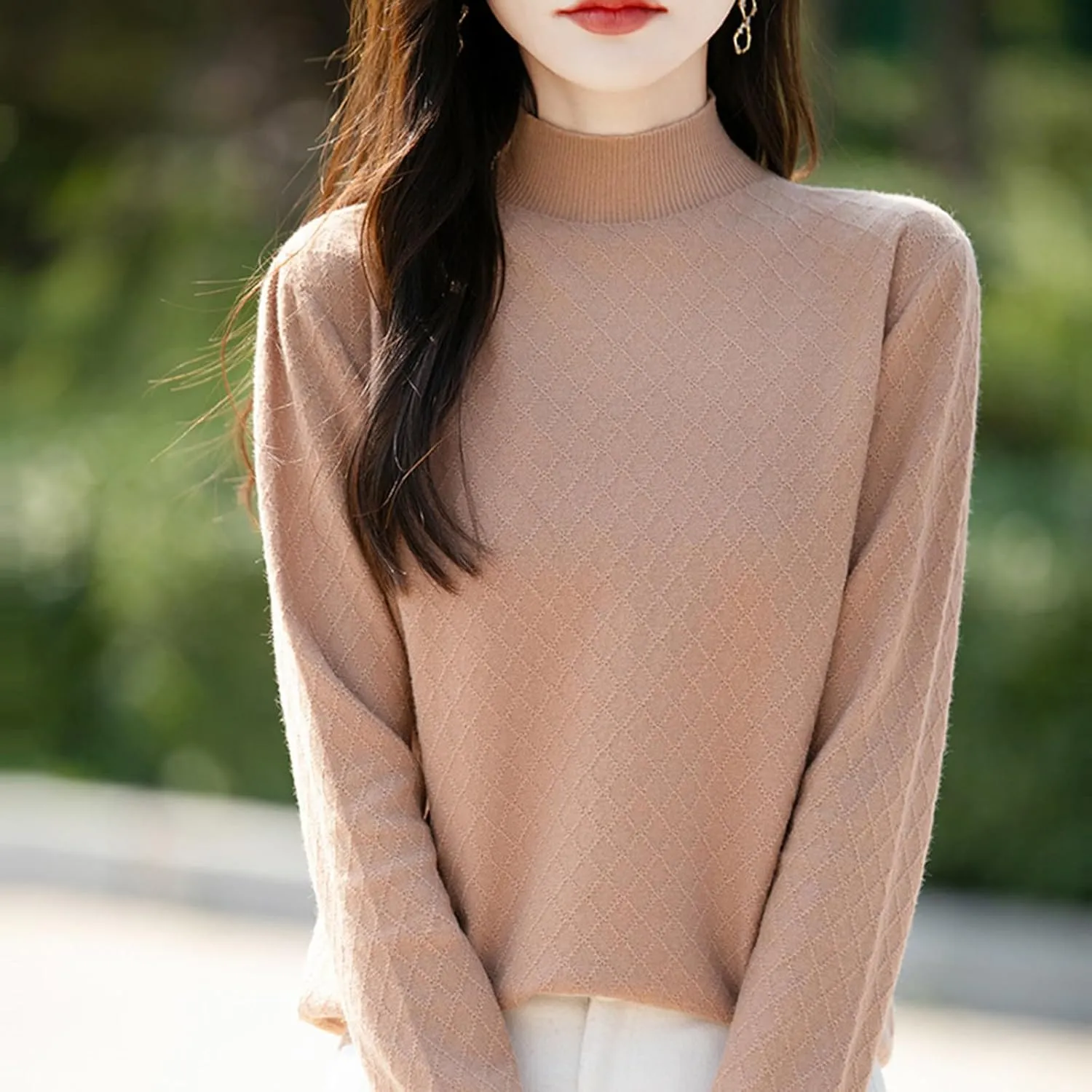 Womens Lightweight Sweaters Dressy Turtleneck Pullover Slim Fit Cable Knit Sweater Turtle Necks Tops for Women