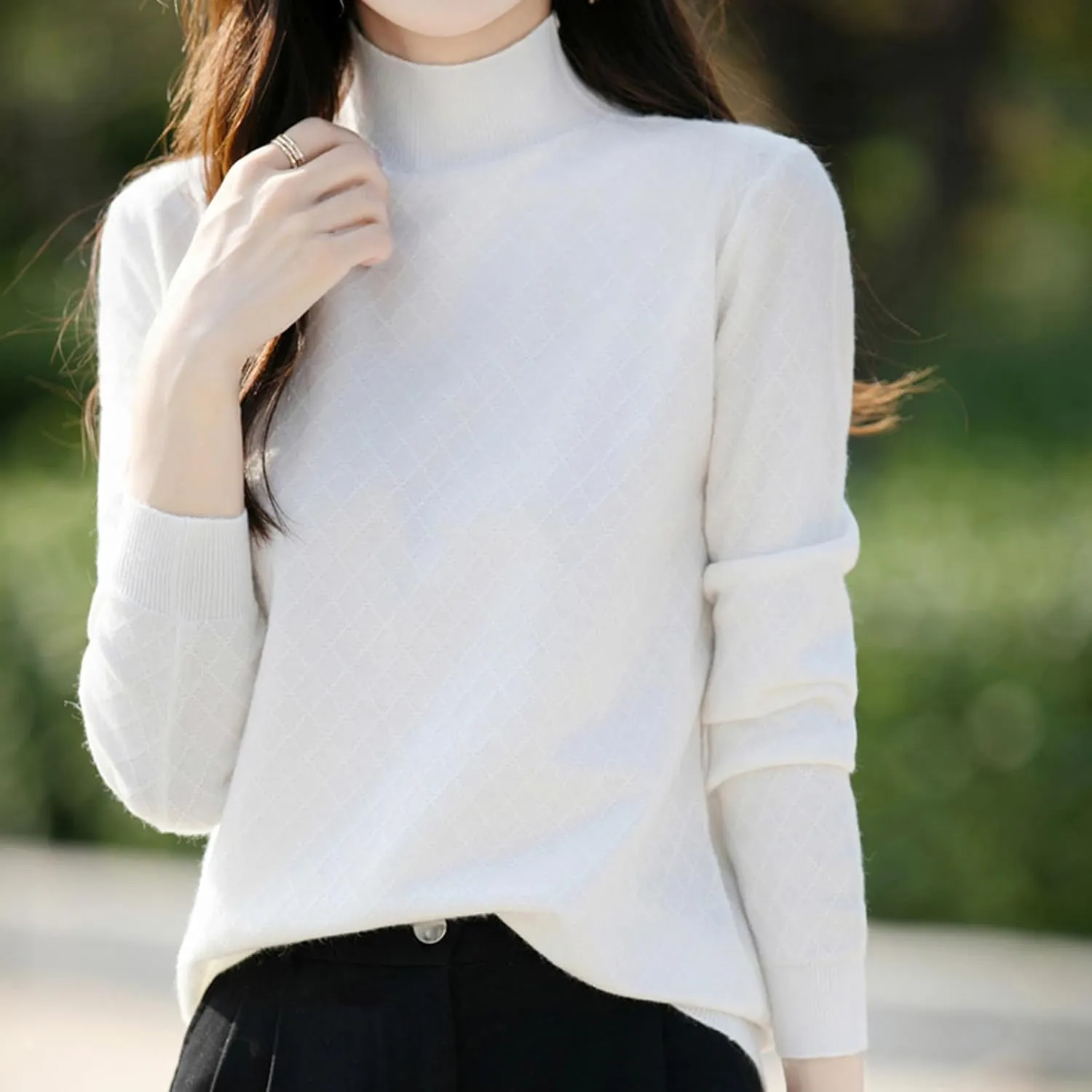 Womens Lightweight Sweaters Dressy Turtleneck Pullover Slim Fit Cable Knit Sweater Turtle Necks Tops for Women