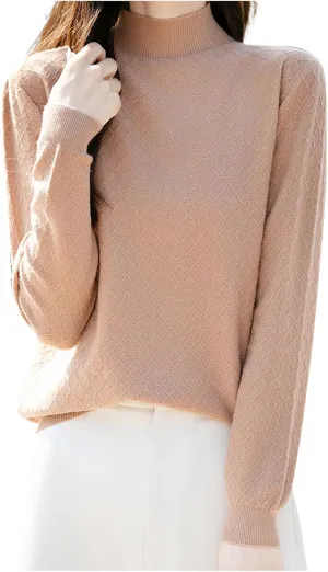Womens Lightweight Sweaters Dressy Turtleneck Pullover Slim Fit Cable Knit Sweater Turtle Necks Tops for Women