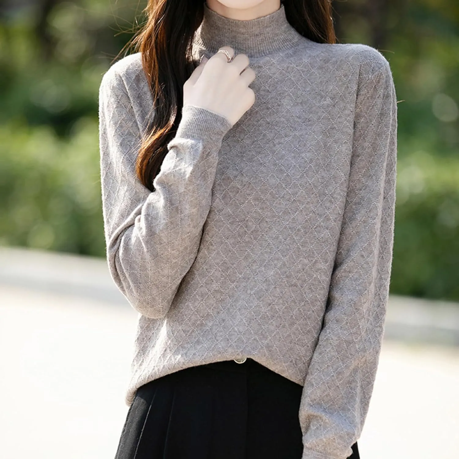 Womens Lightweight Sweaters Dressy Turtleneck Pullover Slim Fit Cable Knit Sweater Turtle Necks Tops for Women
