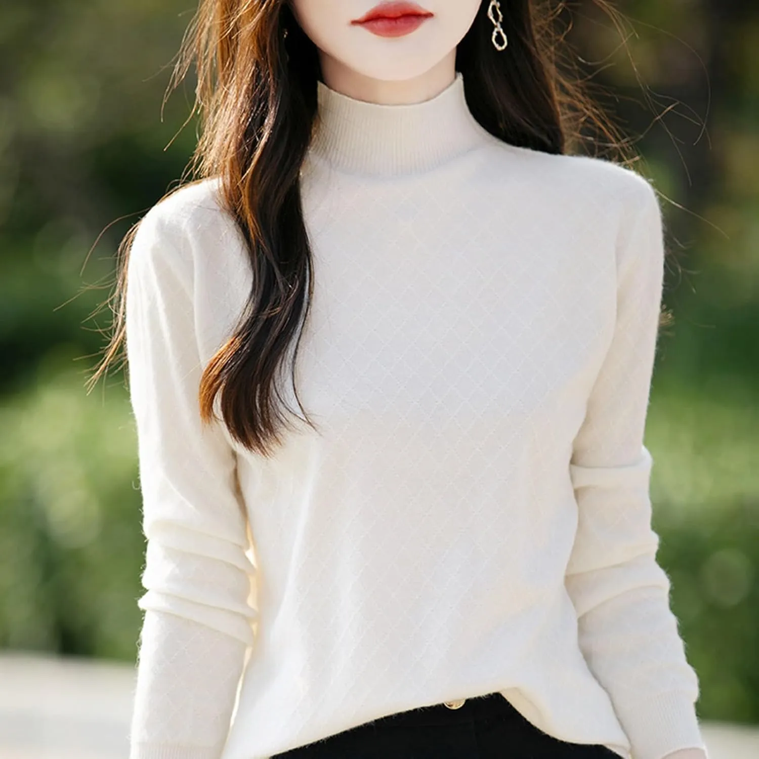 Womens Lightweight Sweaters Dressy Turtleneck Pullover Slim Fit Cable Knit Sweater Turtle Necks Tops for Women