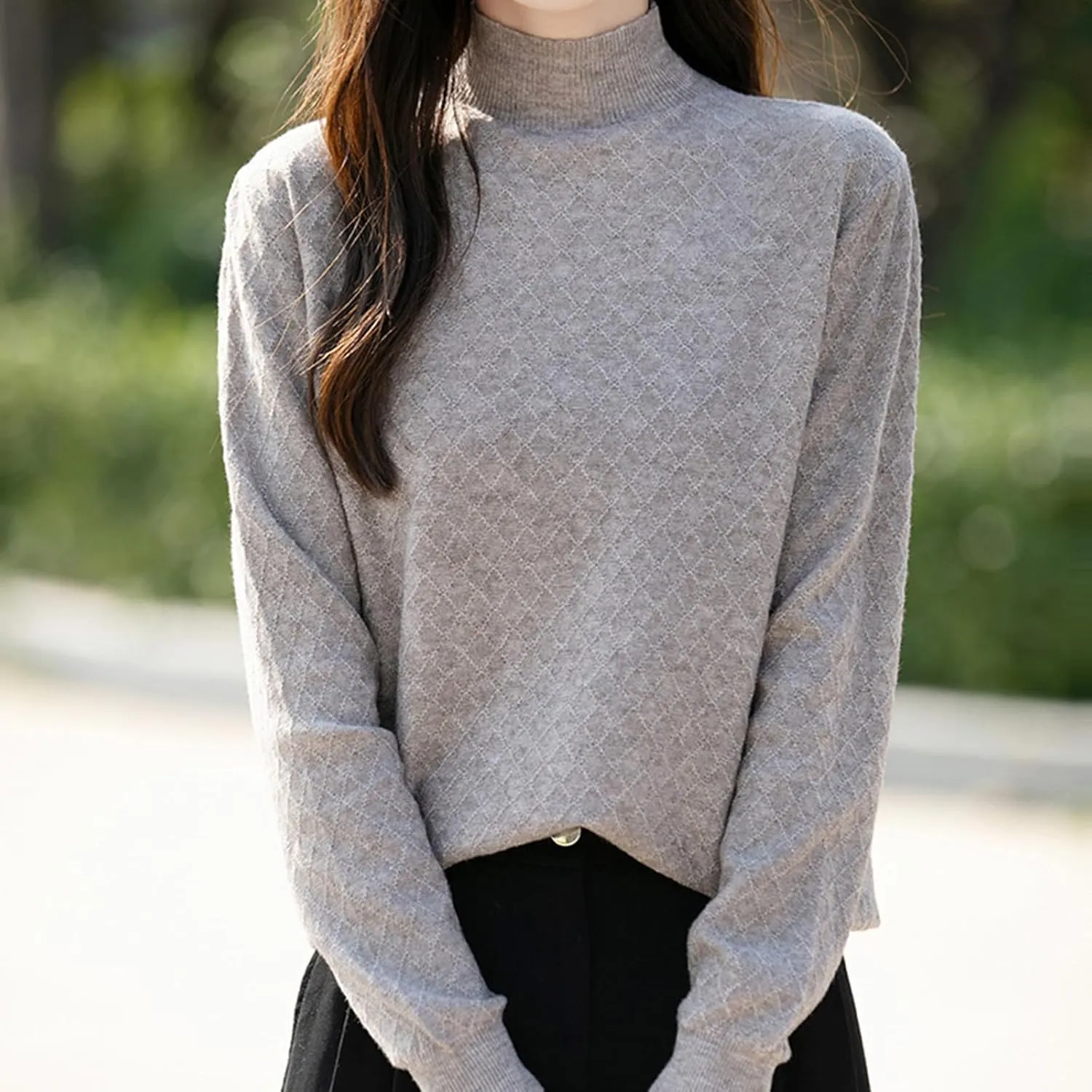 Womens Lightweight Sweaters Dressy Turtleneck Pullover Slim Fit Cable Knit Sweater Turtle Necks Tops for Women