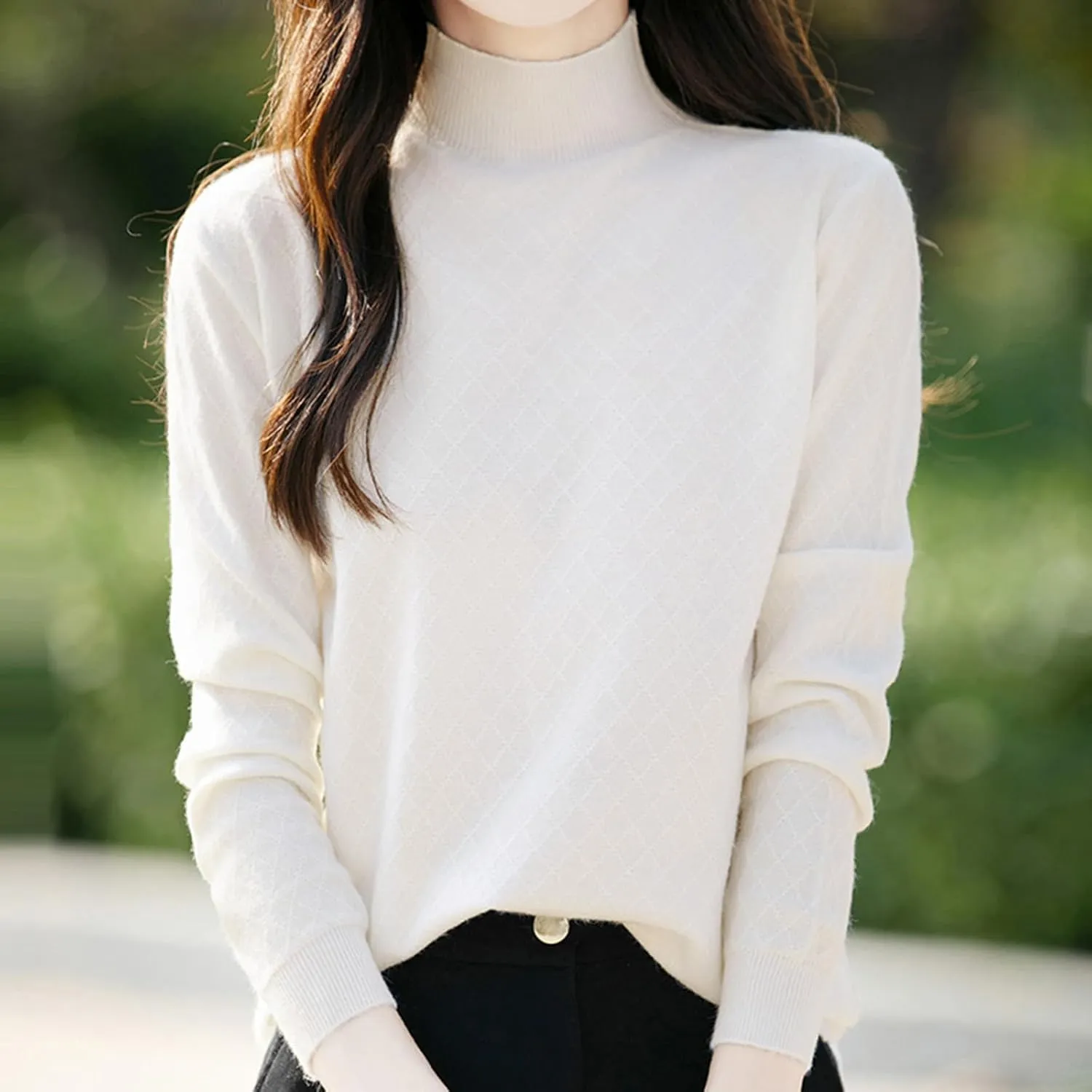 Womens Lightweight Sweaters Dressy Turtleneck Pullover Slim Fit Cable Knit Sweater Turtle Necks Tops for Women