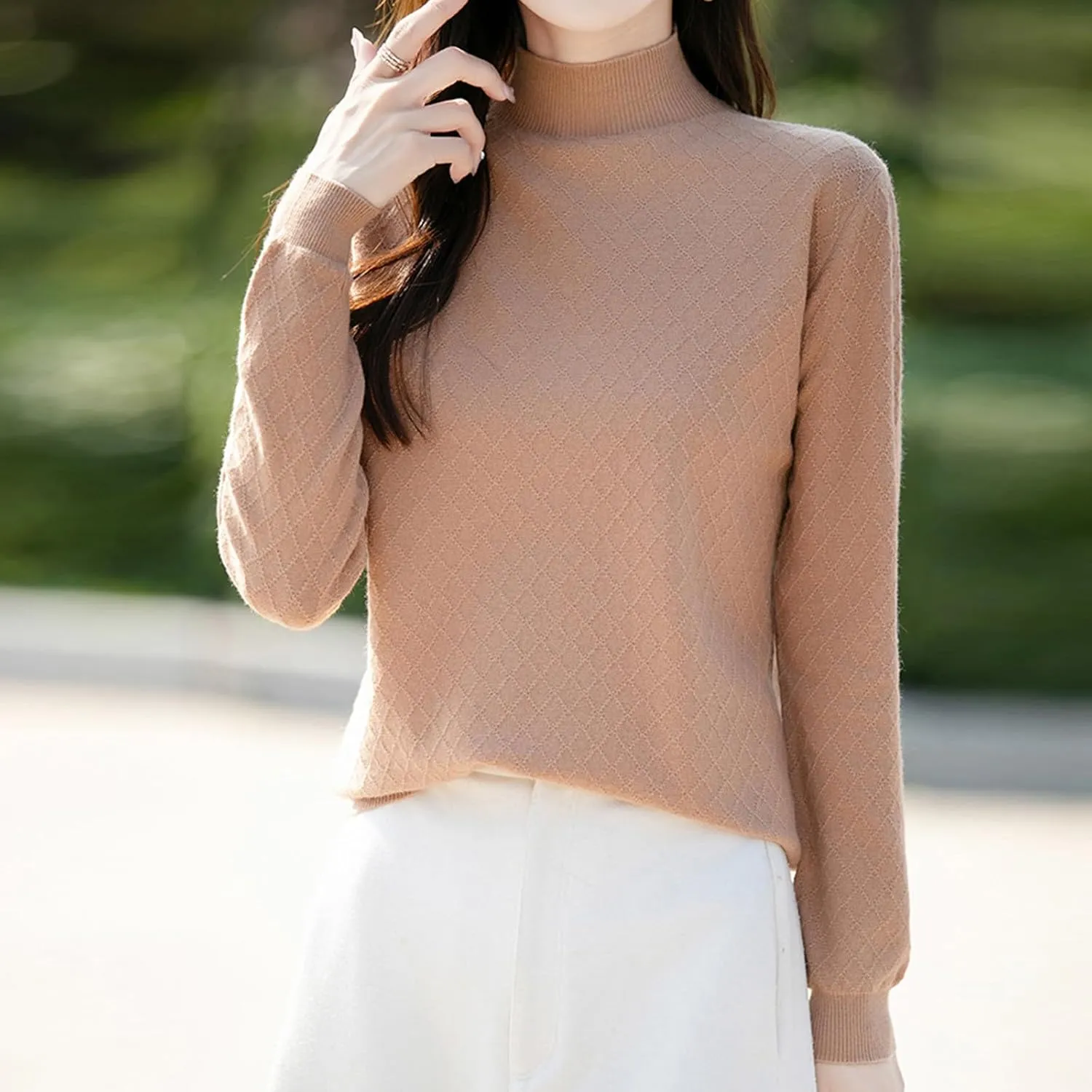 Womens Lightweight Sweaters Dressy Turtleneck Pullover Slim Fit Cable Knit Sweater Turtle Necks Tops for Women
