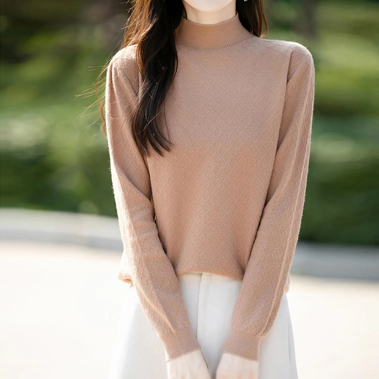 Womens Lightweight Sweaters Dressy Turtleneck Pullover Slim Fit Cable Knit Sweater Turtle Necks Tops for Women