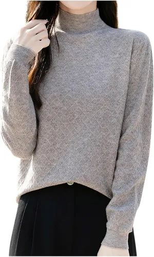 Womens Lightweight Sweaters Dressy Turtleneck Pullover Slim Fit Cable Knit Sweater Turtle Necks Tops for Women