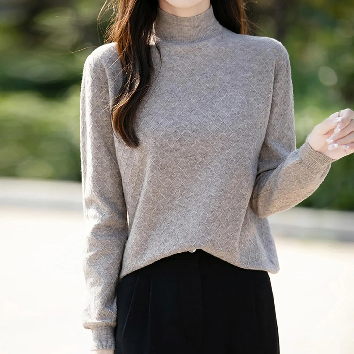 Womens Lightweight Sweaters Dressy Turtleneck Pullover Slim Fit Cable Knit Sweater Turtle Necks Tops for Women