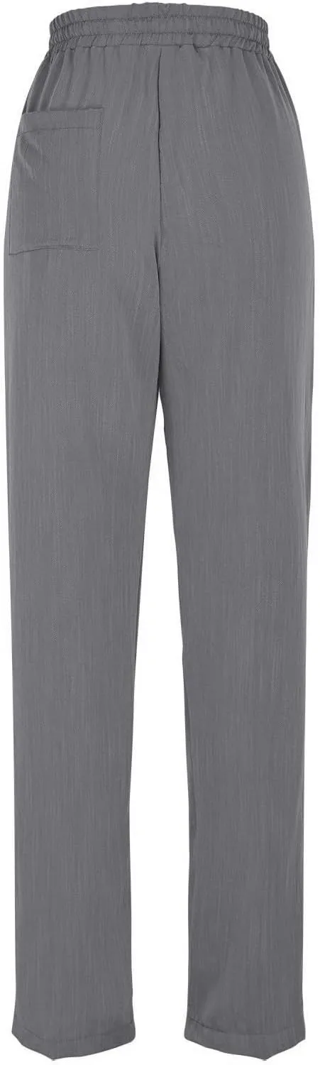 Womens Linen Pants Straight Leg Trousers 2025 Summer Casual Elastic Drawstring Pant Cotton Beach Lounge with Pocket