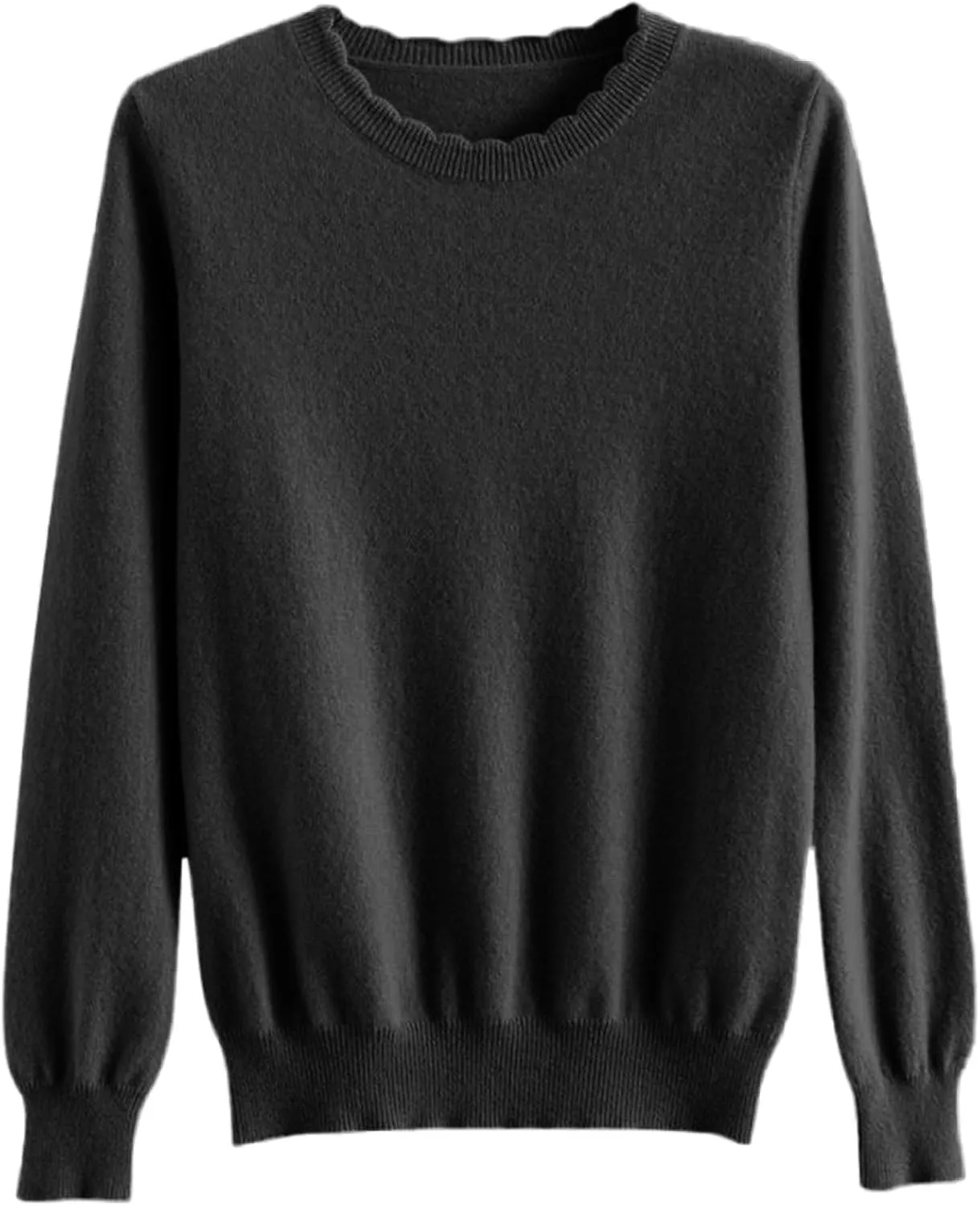 Women's Merino Wool Cashmere Sweater Loose Fit Long Sleeve Crew Neck Plain Knitted Pullover Jumper Tops