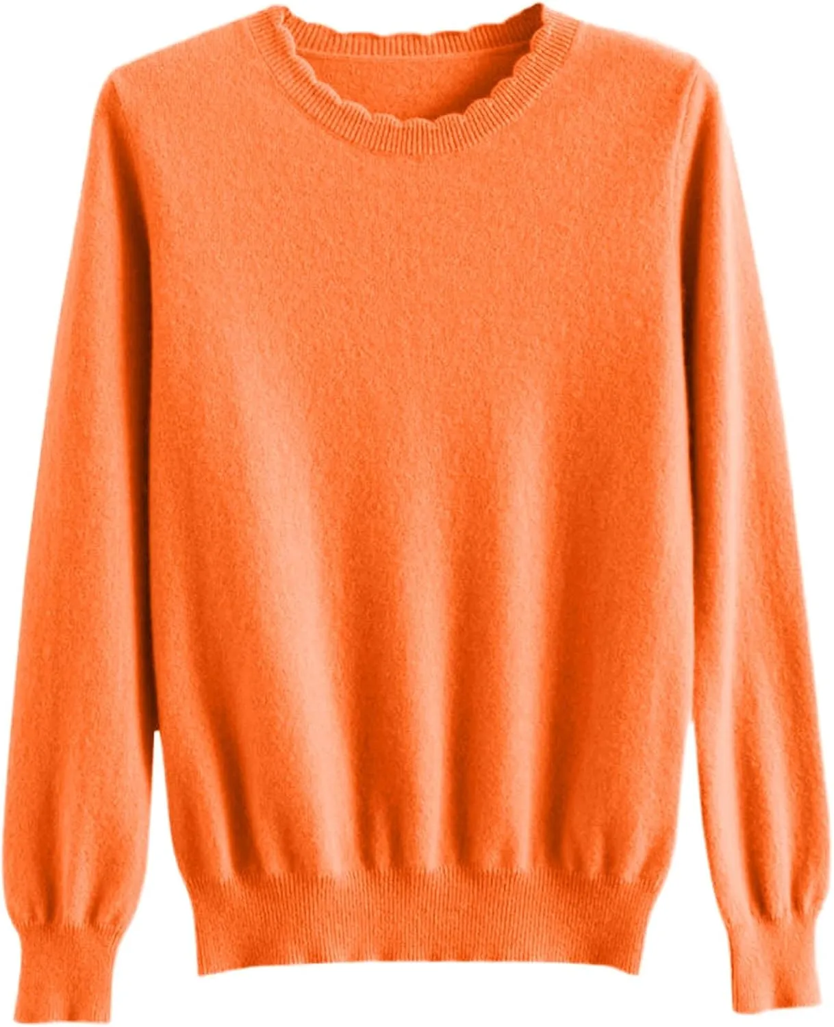 Women's Merino Wool Cashmere Sweater Loose Fit Long Sleeve Crew Neck Plain Knitted Pullover Jumper Tops