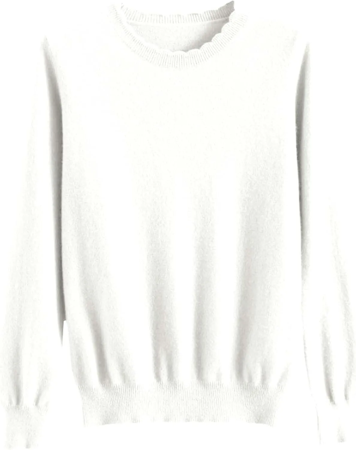 Women's Merino Wool Cashmere Sweater Loose Fit Long Sleeve Crew Neck Plain Knitted Pullover Jumper Tops
