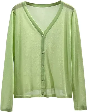 Womens Mesh Shrugs Lightweight Open Front Knit Cardigan Long Sleeve Casual Soft Draped Fall Button Down Cover Ups