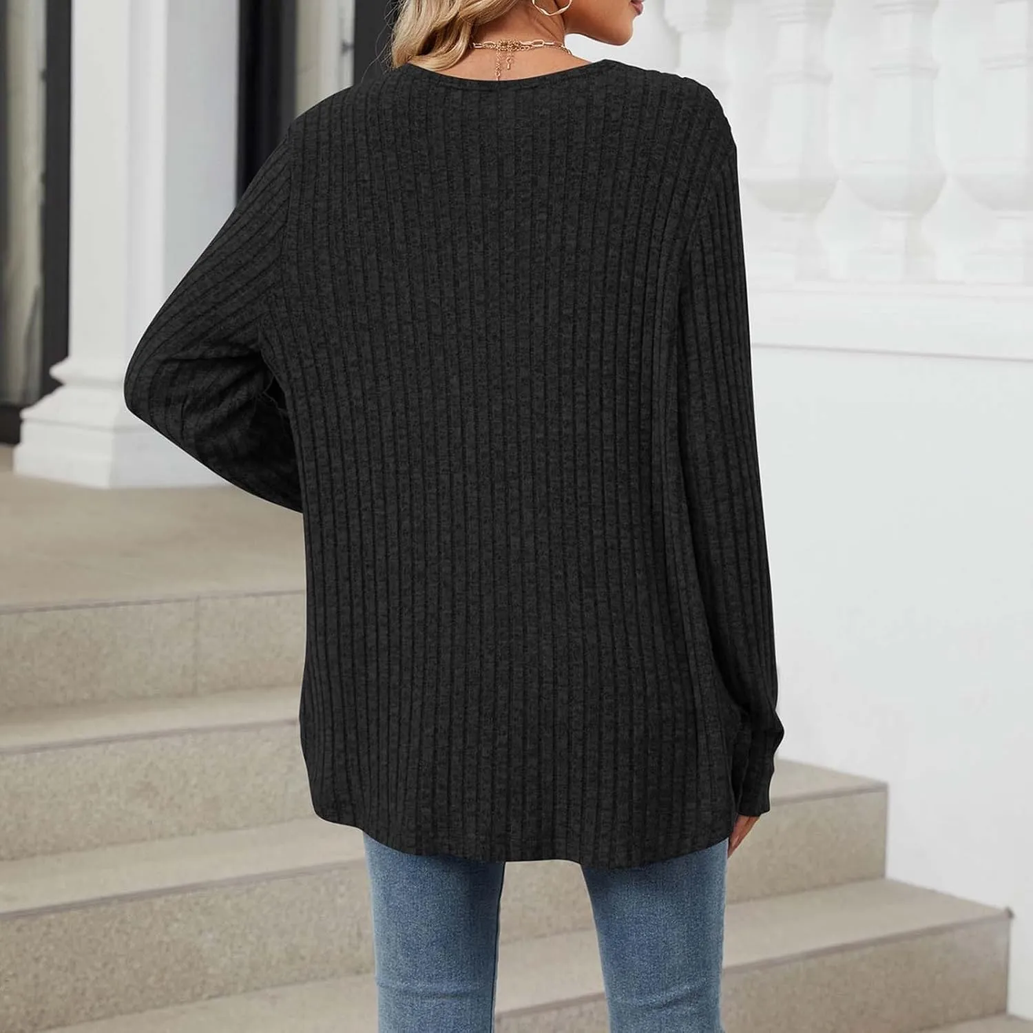 Women's Open Front Lightweight Cardigan 2024 Fall Casual Long Sleeve Knit Sweater Button Down Loose Outwear Coats