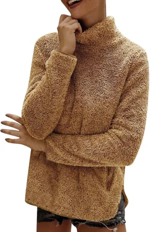 Womens Oversized Casual Sweaters High Collar Knitwear Turtleneck Knit Oversized Sweaters Coat (B, S)